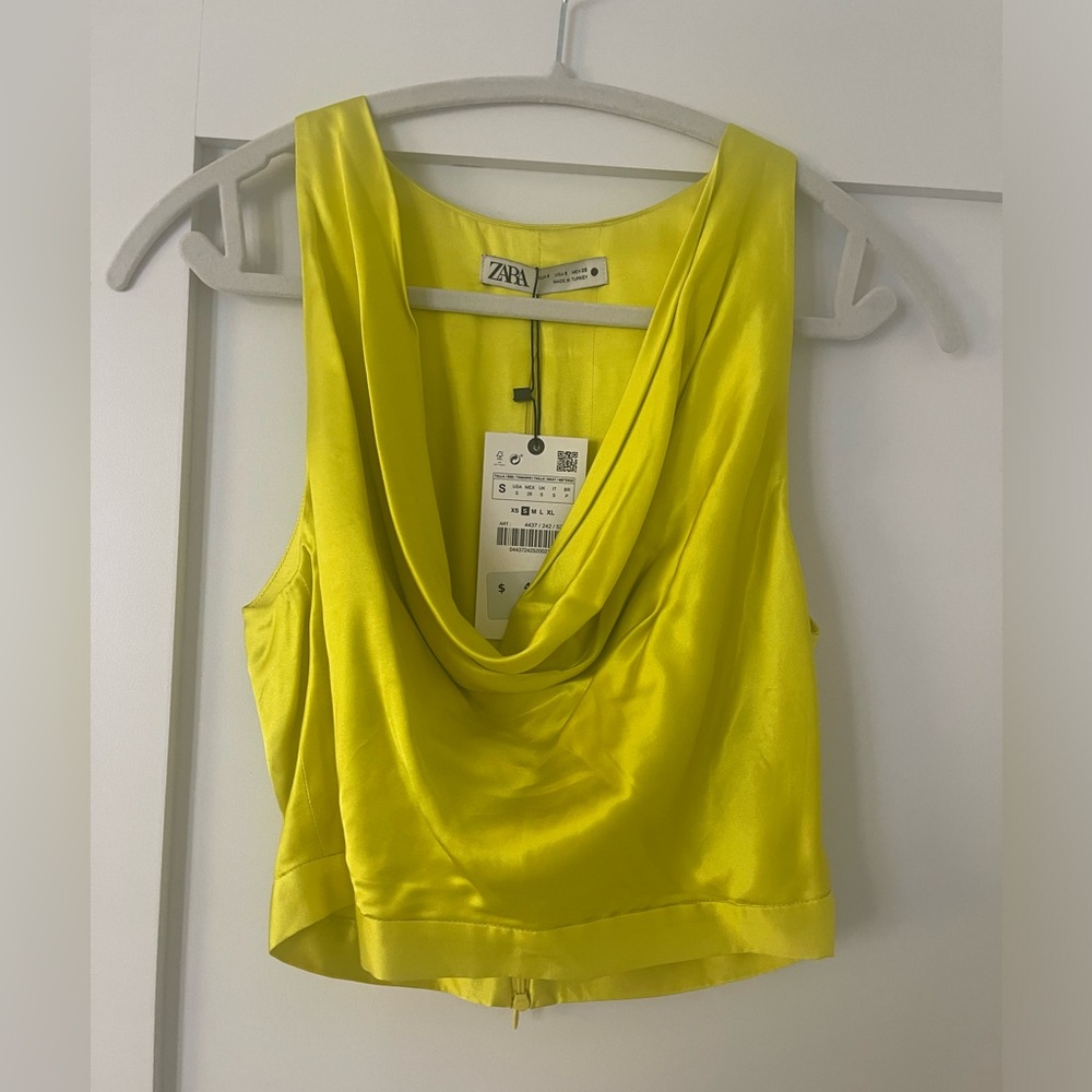 Chartreuse Cowl neck top